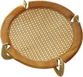 Elevated Natural Rattan Cat Bed with Wooden Base