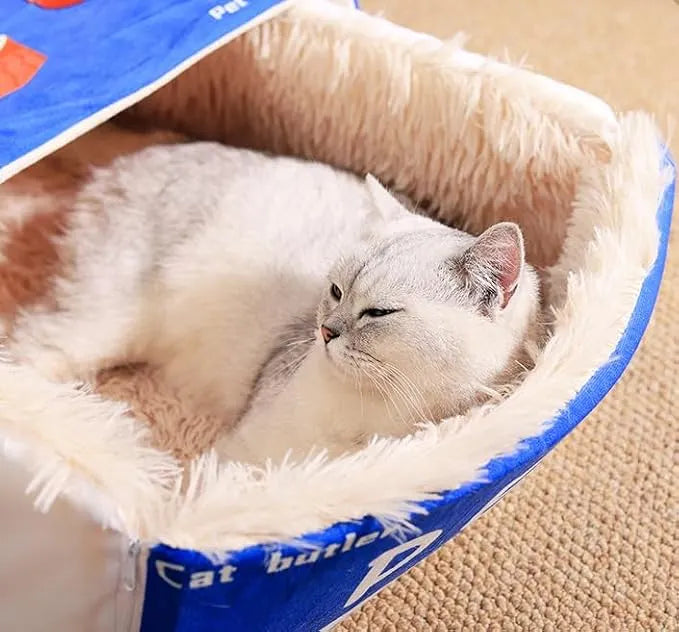 Covered Pet House Bed with Plush Interior – 2 Sizes, 2 Colors