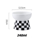 Black & White Raised Ceramic Cat Bowl – Single or 2-Piece Set