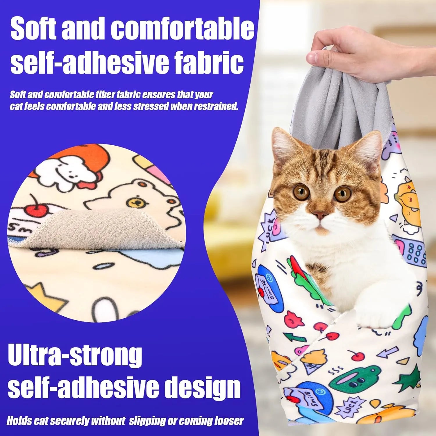 Cat Grooming Wrap for Nail Trimming – M & L, 10 Styles