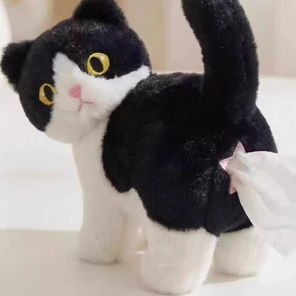 Plush Black Cat Tissue Box Dispenser – 1 or 2 Pack