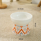 Geometric Pattern Raised Ceramic Cat Bowl – 9 Designs