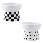 Black & White Raised Ceramic Cat Bowl – Single or 2-Piece Set