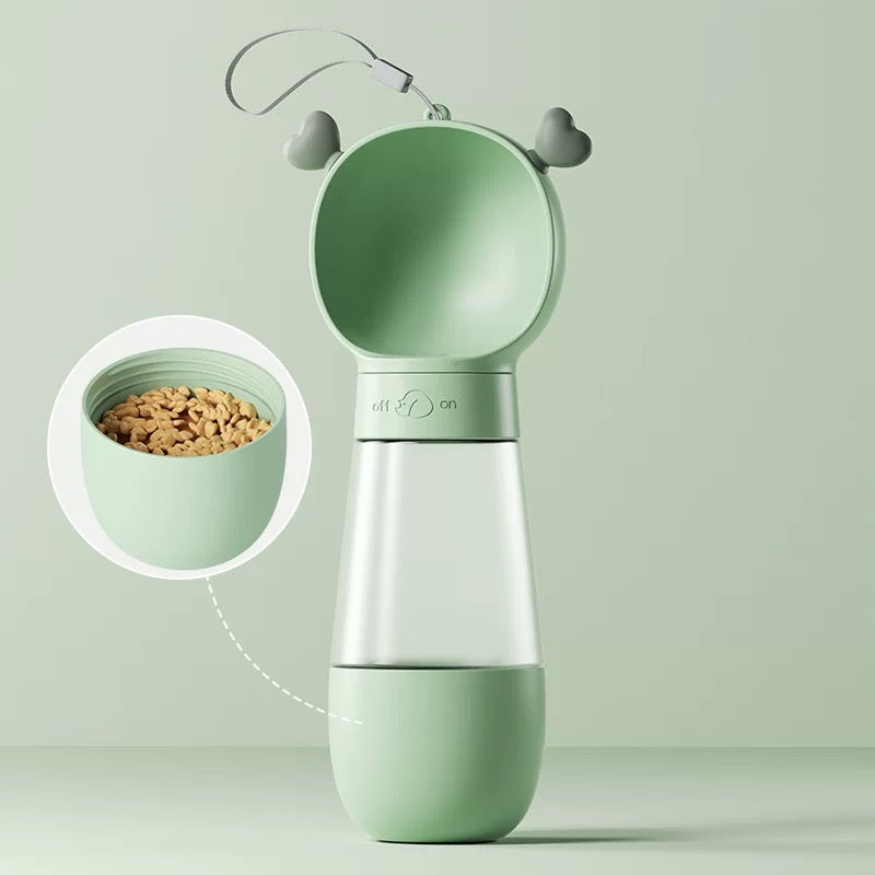 2-in-1 Travel Pet Water Bottle & Food Container – 12 + 7 oz