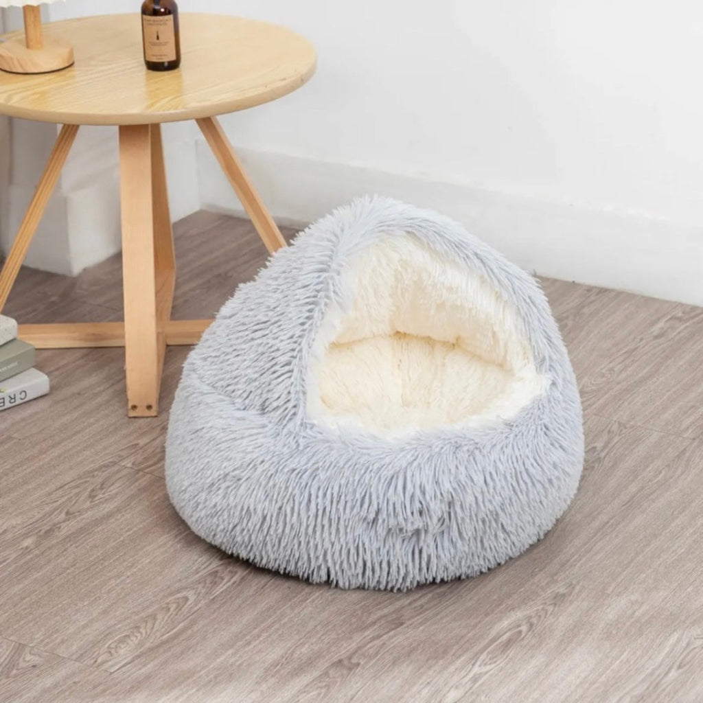Hooded Round Calming Cave Bed for Cats & Dogs