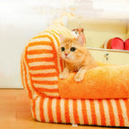Cartoon Striped Pet Sofa Bed – 2 Colors, 3 Sizes