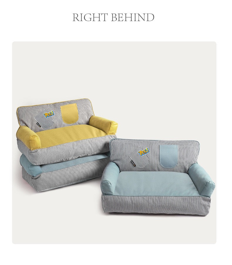 Striped Bolster Pet Sofa Bed – 2 Styles, 3 Sizes