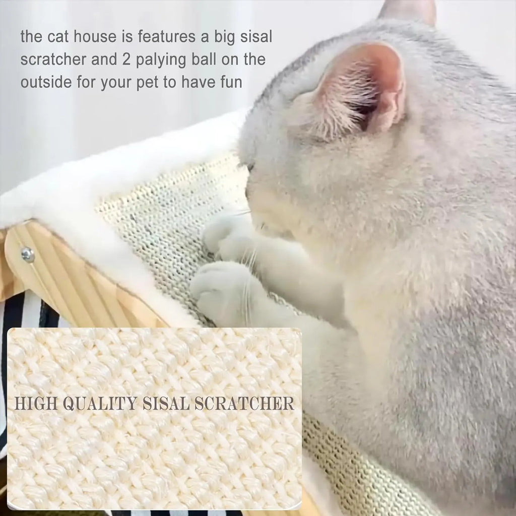 Tent-Shaped Cat House with Sisal Scratcher