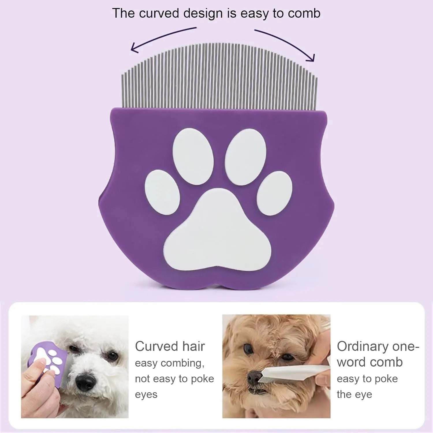 Fine-Tooth Pet Face & Tear-Stain Comb – Single or 3-Piece Set