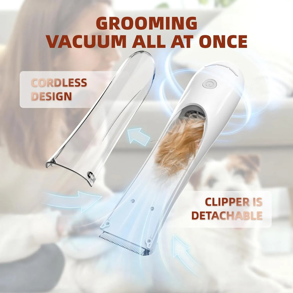 Rechargeable Pet Hair Suction Clipper – Single or 2-Piece Set