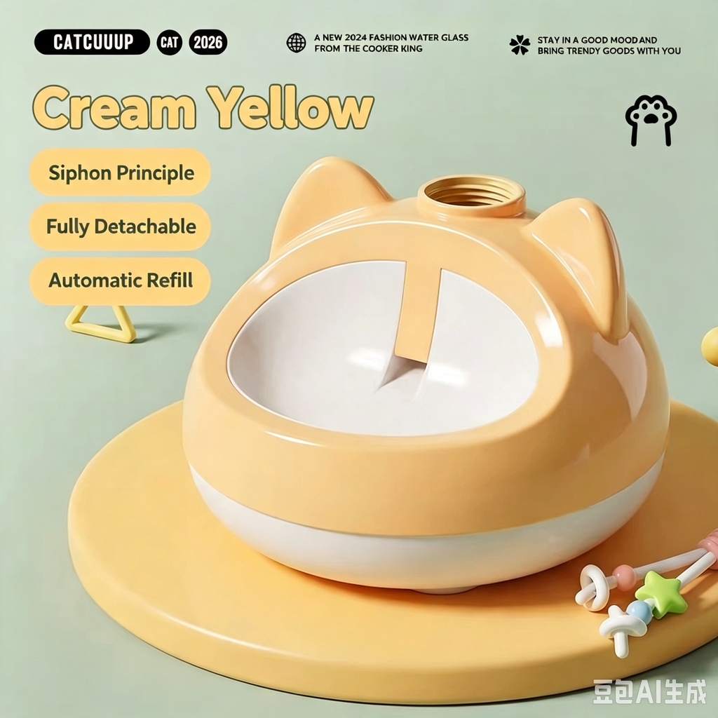 Cat-Ear Gravity Pet Water Dispenser with Weighted Base – 4 Colors