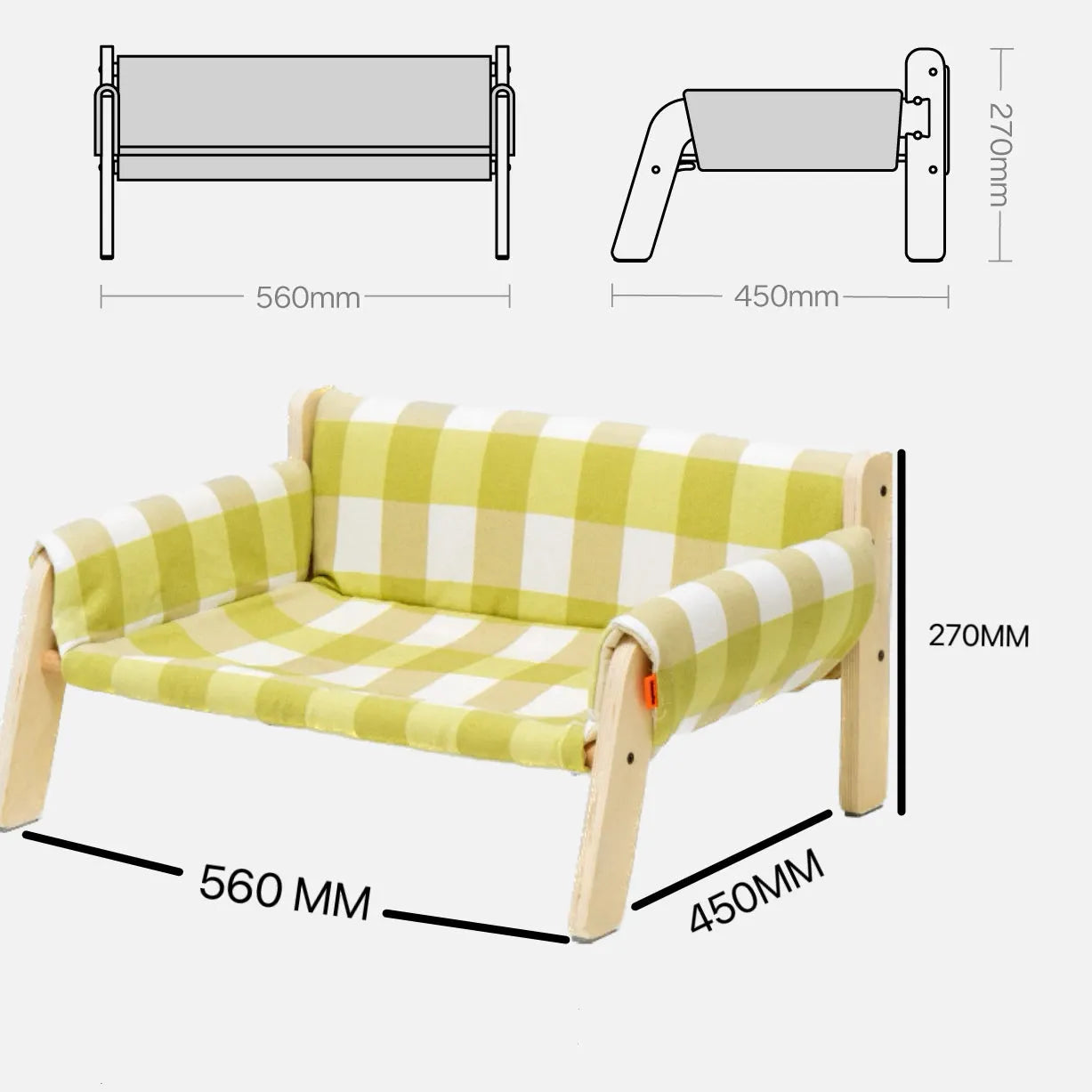 Wooden Cat Sofa Bed with Canvas Seat