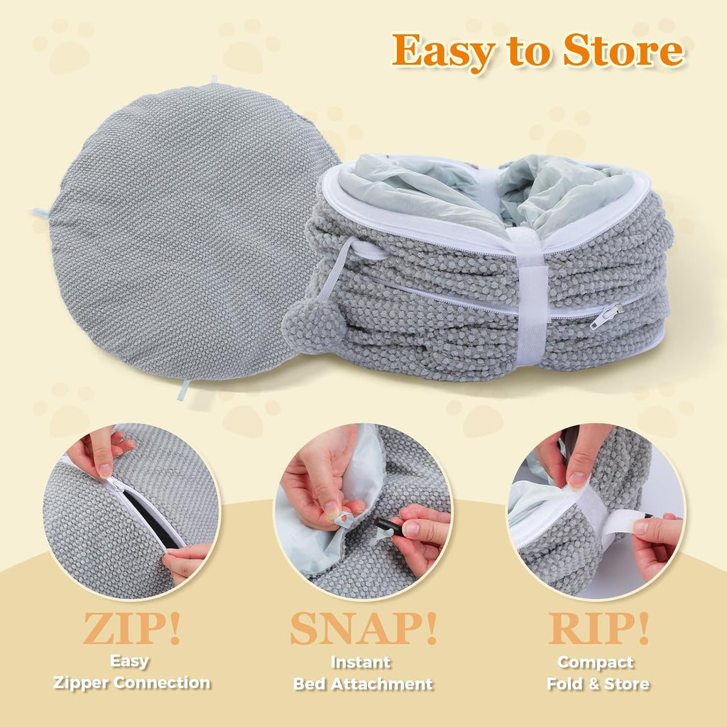 Washable Plush Donut Cat Tunnel Bed – 5 Designs