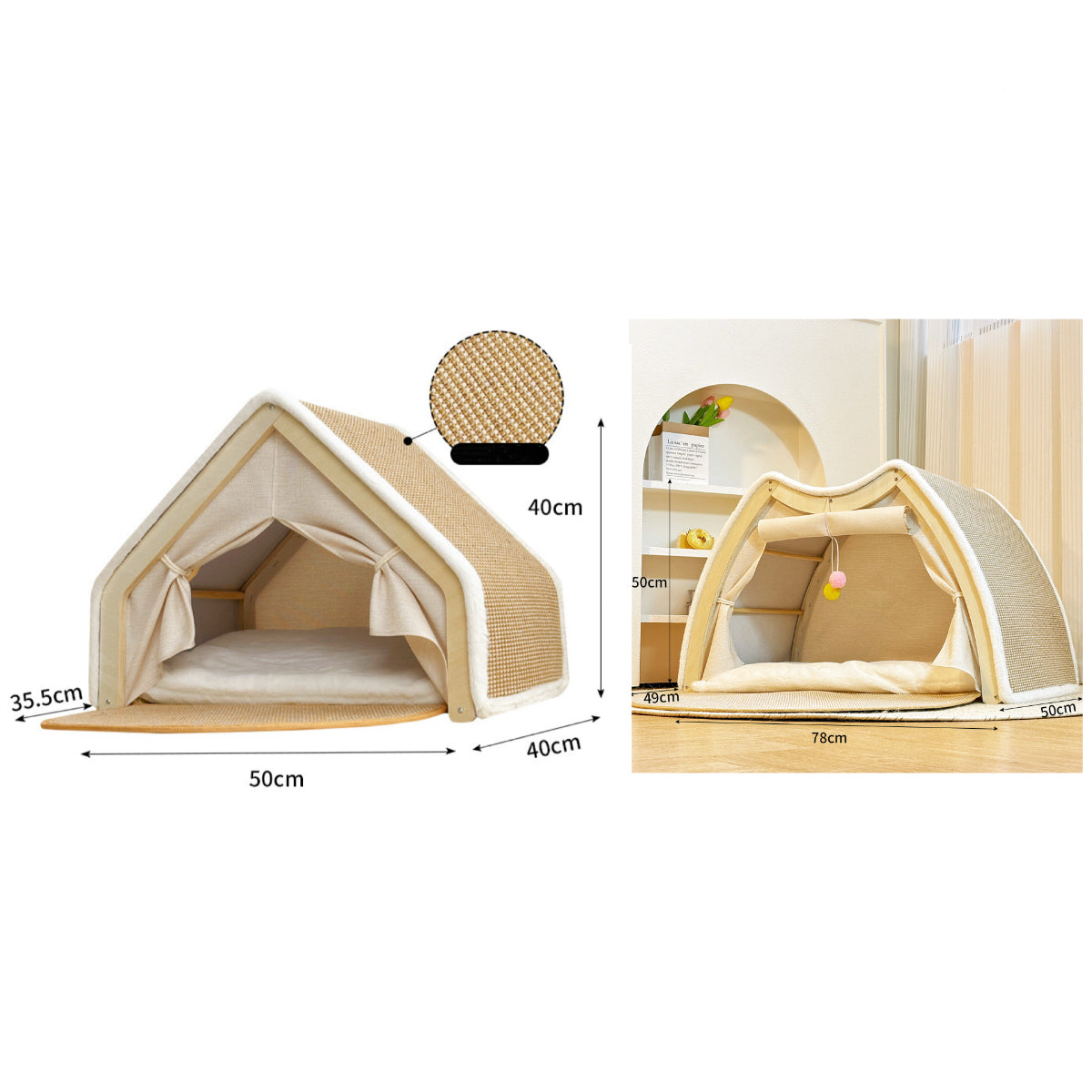 Modular Wooden Cat Scratcher House & Pads – L or XL