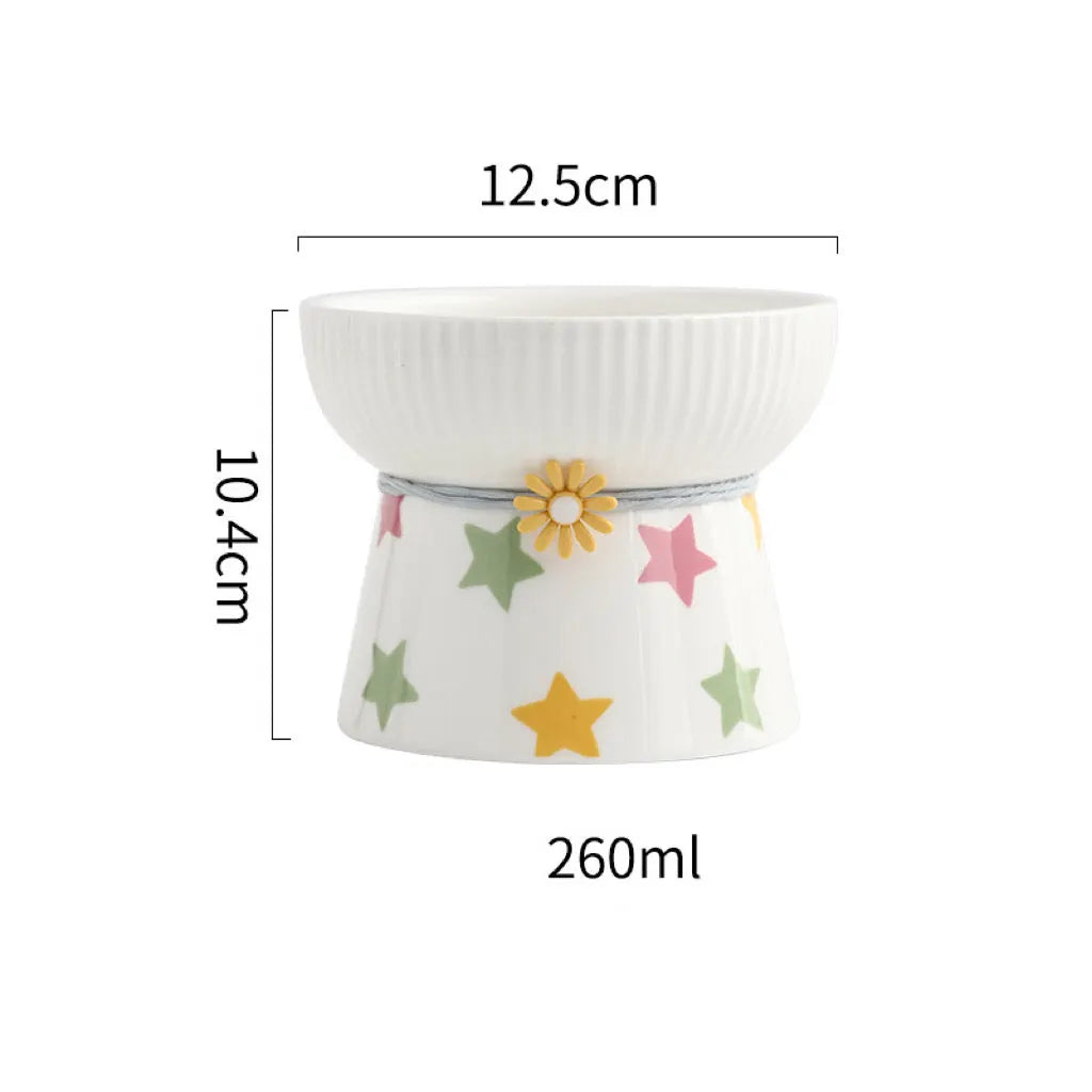 Colorful Polka Dot Raised Ceramic Cat Bowls – 6 Models
