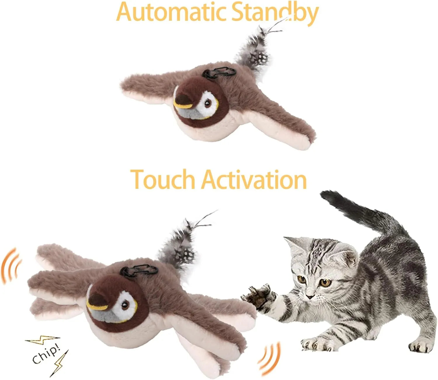 Motion-Activated Electronic Cat Toys – Bird, Mouse, or Butterfly