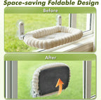 Foldable Plush Bolster Cat Window Bed with Suction Cups
