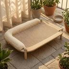 Rectangular Wooden Cat Bed with Cooling or Hemp Mat