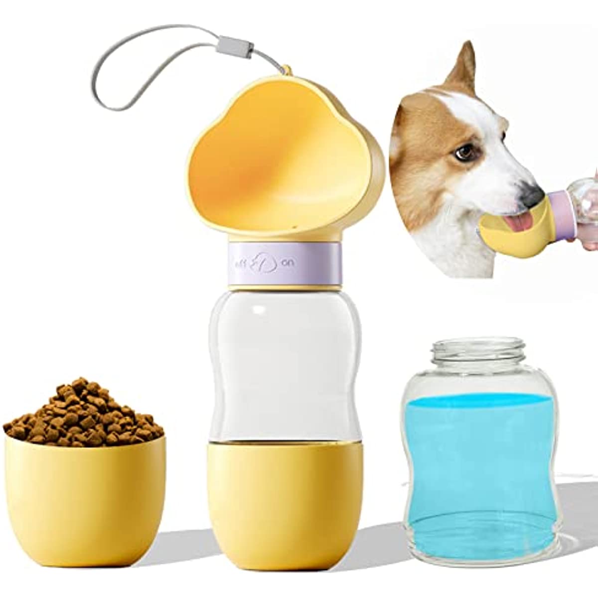 2-in-1 Travel Pet Water Bottle & Food Container – 12 + 7 oz