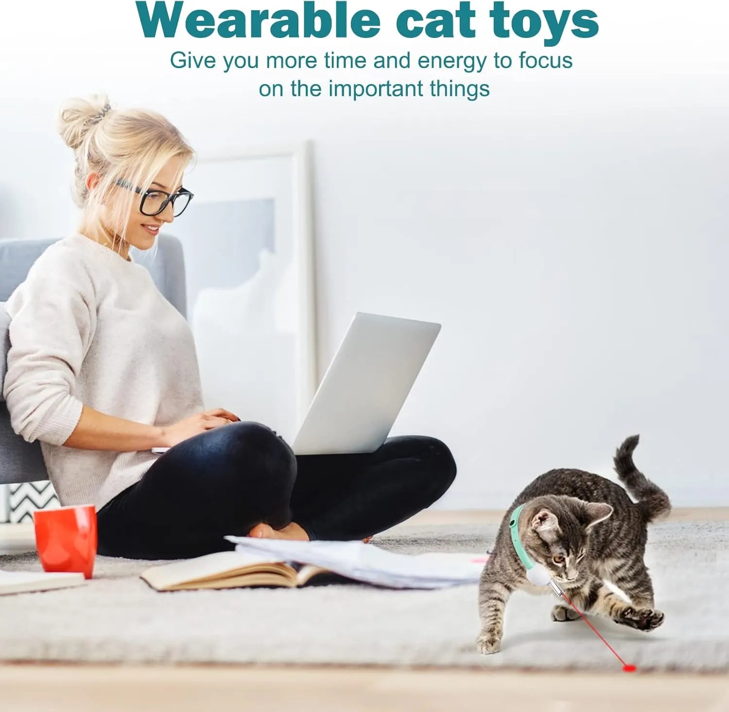 Automatic Hands-Free Cat Laser Collar Toy