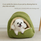 Corduroy Cat Cave Bed with Removable Cover – 3 Sizes