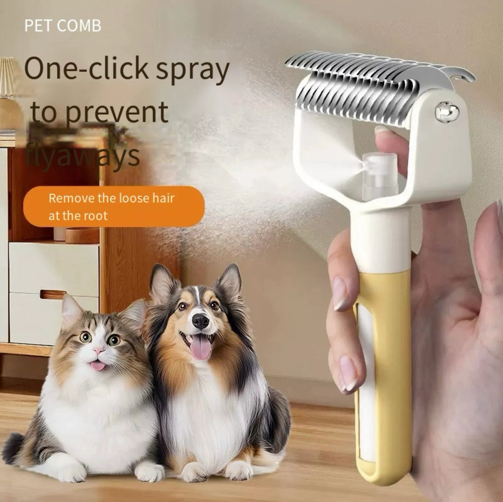 Pet Deshedding Comb with Mist Spray – 3 Colors