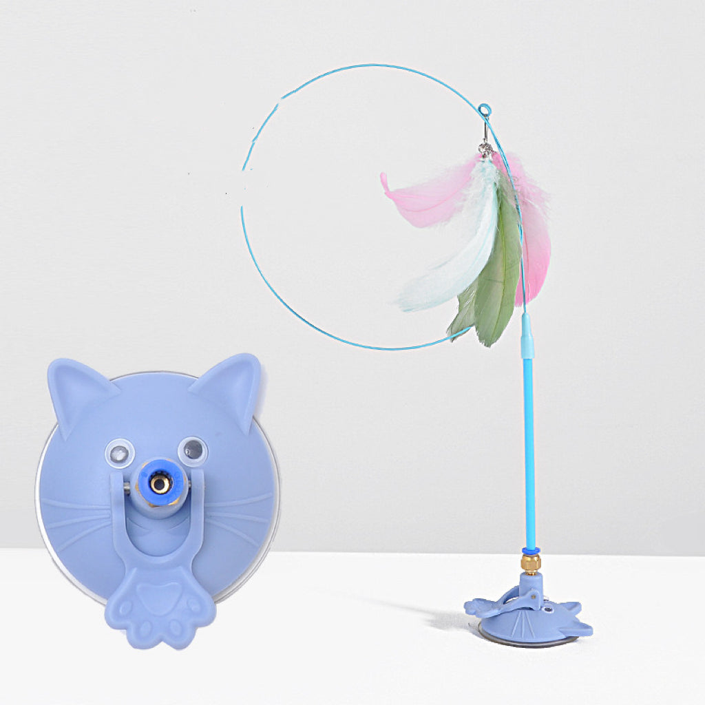 Suction Base Feather Wand Cat Toy – 5 Colors