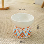 Geometric Pattern Raised Ceramic Cat Bowl – 9 Designs