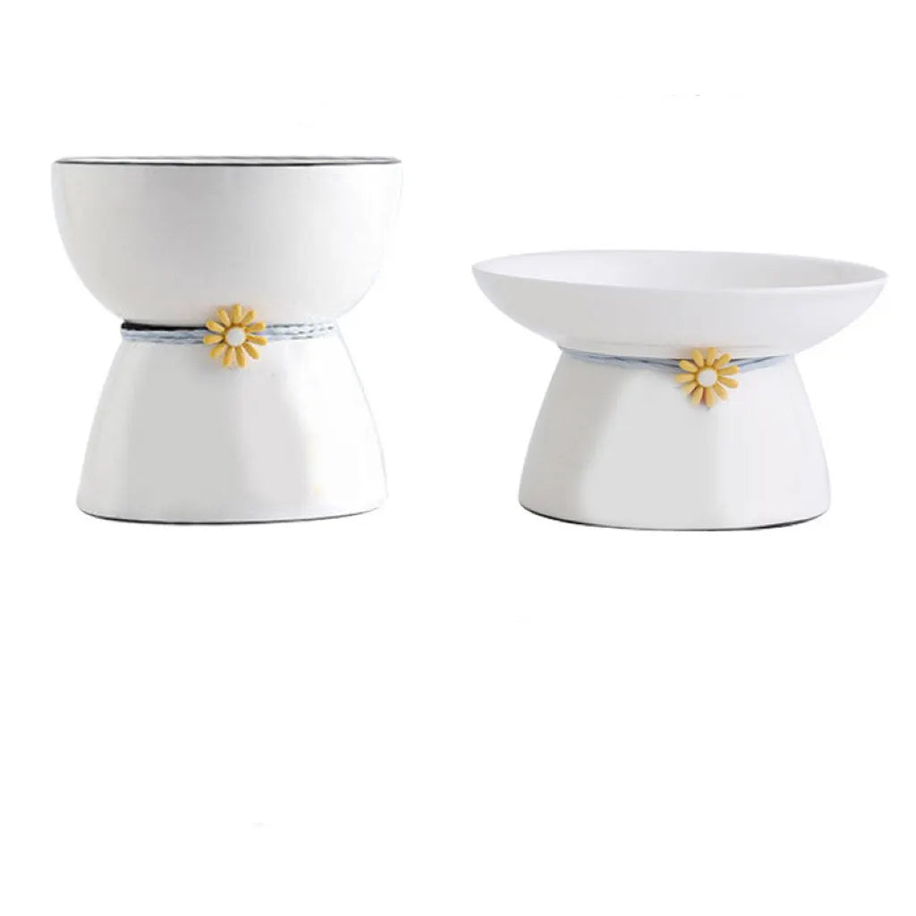 Raised Ceramic Cat Food & Water Bowls – Single or Set