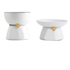 Raised Ceramic Cat Food & Water Bowls – Single or Set