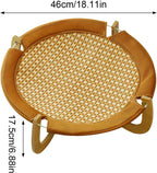 Elevated Natural Rattan Cat Bed with Wooden Base