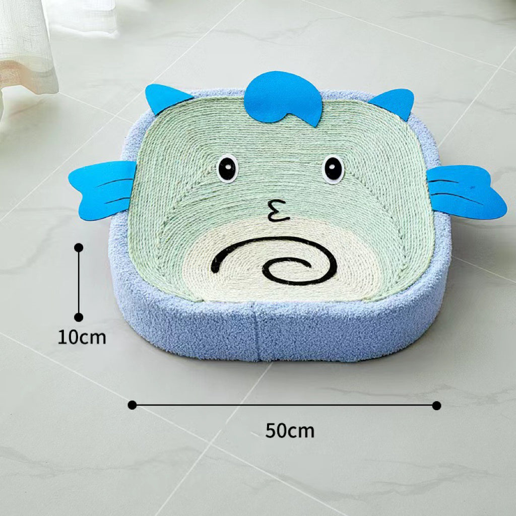 Plush Animal-Shaped Round Cat Scratcher Bed
