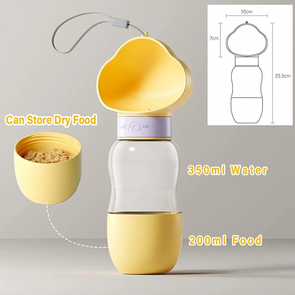 2-in-1 Travel Pet Water Bottle & Food Container – 12 + 7 oz