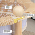 2-Tier Wooden Cat Scratcher Bed with Sisal Mat & Play Ball