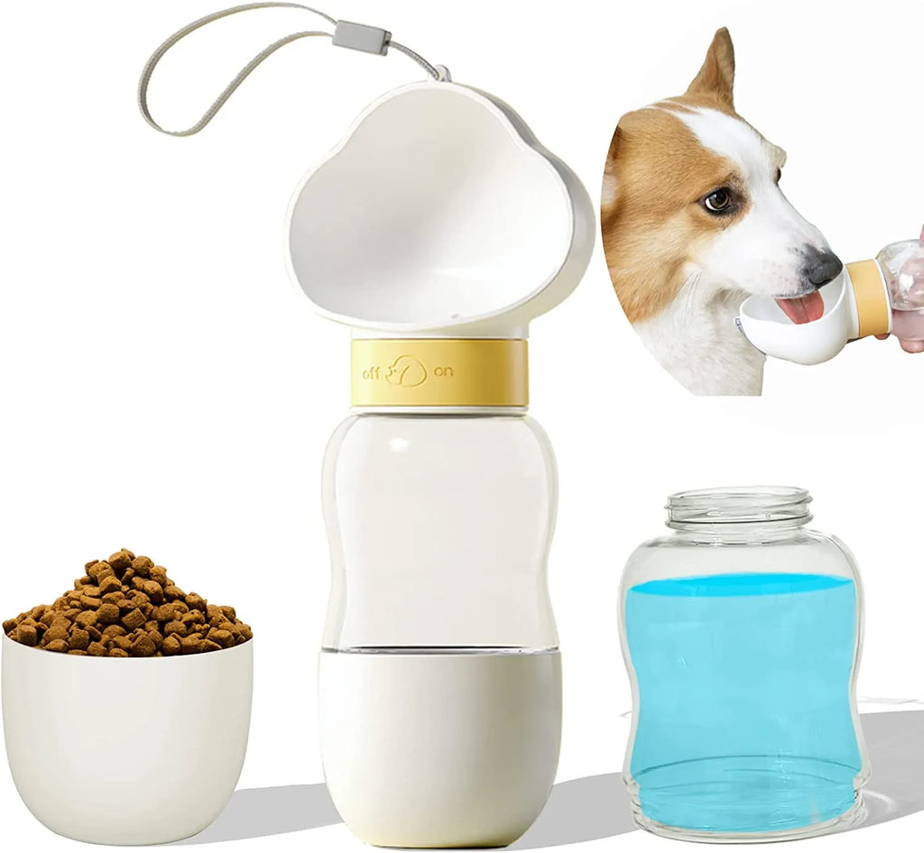2-in-1 Travel Pet Water Bottle & Food Container – 12 + 7 oz