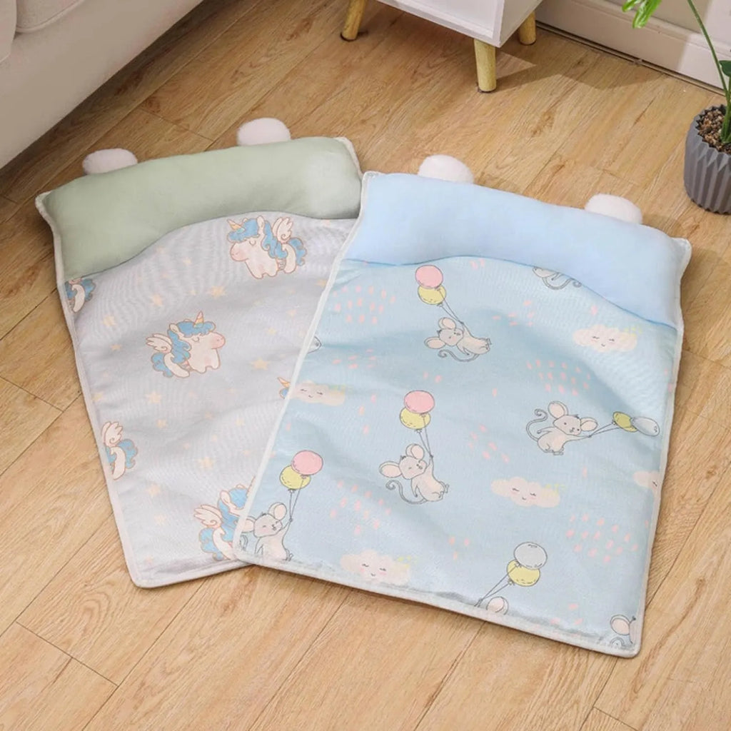 Ice-Silk Pet Cooling Mat with Pillow – 5 Styles