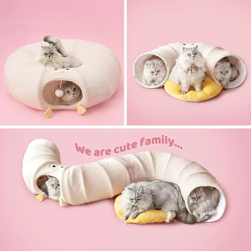 Donut Cat Tunnel Bed for Indoor Cats – 3 Colors