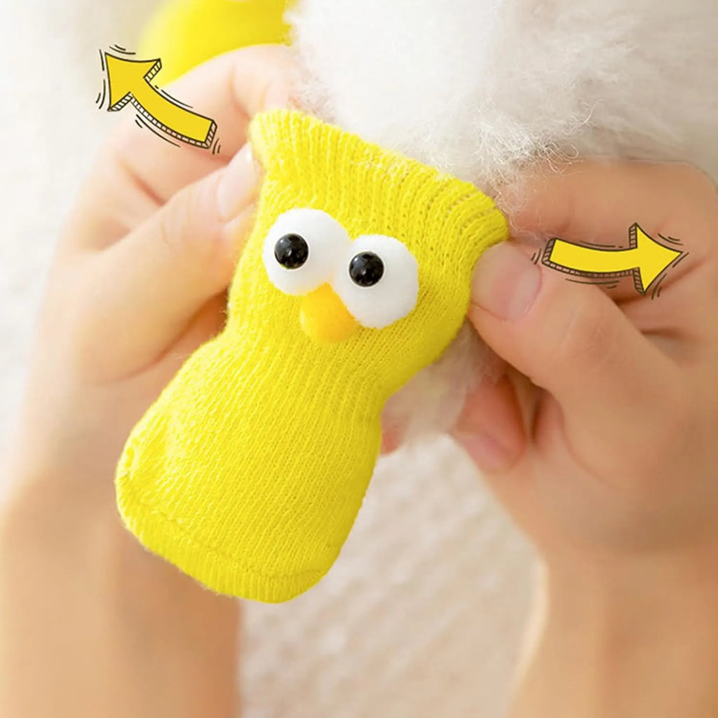 Non-Slip Dog Socks – 4-Piece Set, 8 Styles, 3 Sizes