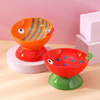Whimsical Fruit & Fish Ceramic Cat Bowls – 2 Designs