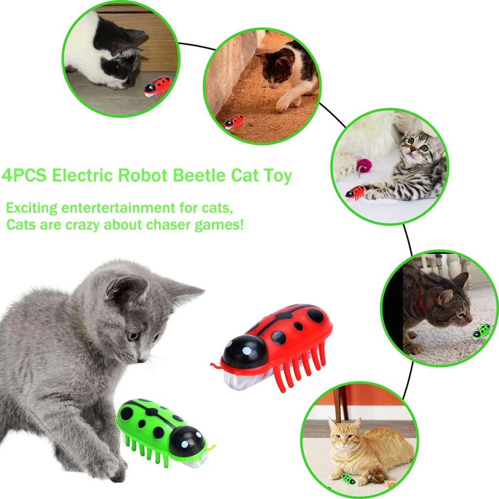 Electronic Crawling Bug Cat Toys – Random Colors, 2–6 Pack