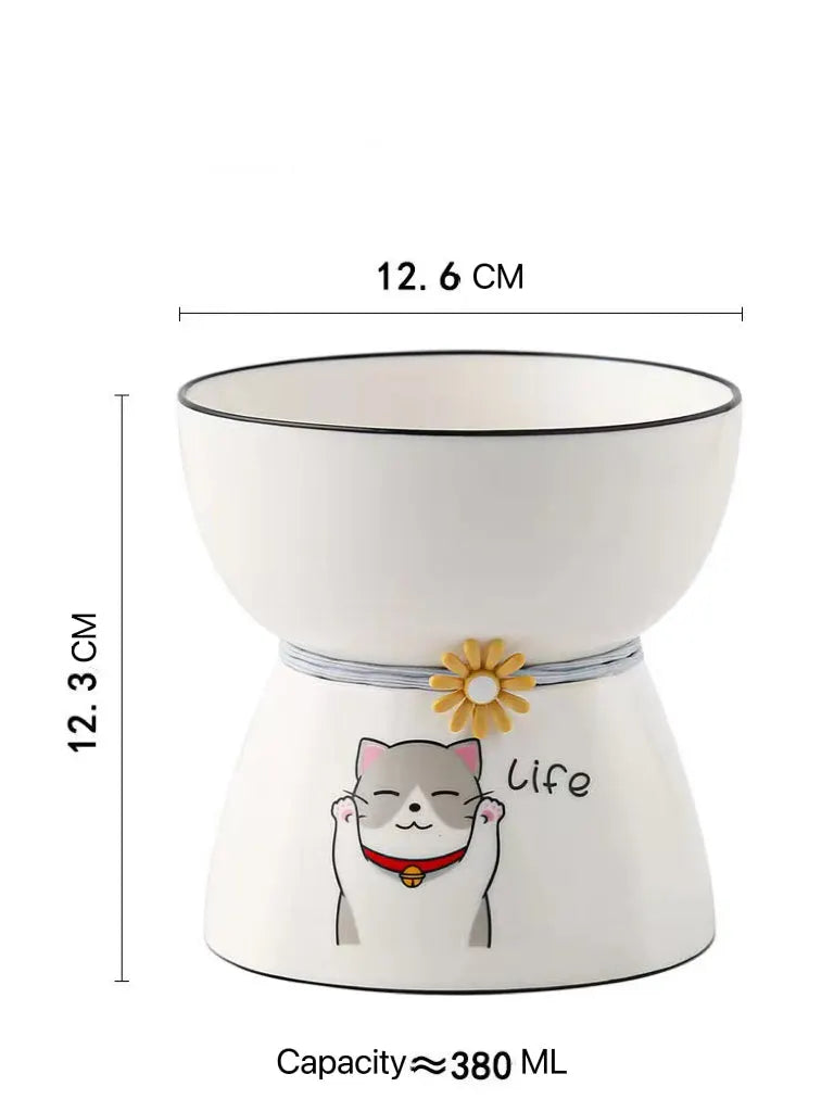 Raised Ceramic Cat Food & Water Bowls – Single or Set