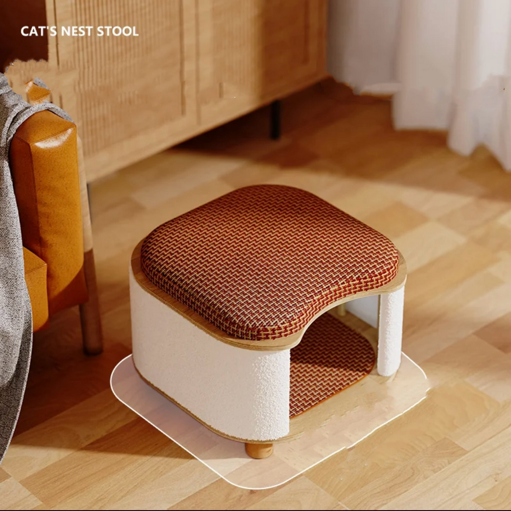 Two-Level Cat Nest Stool with Scratching Posts