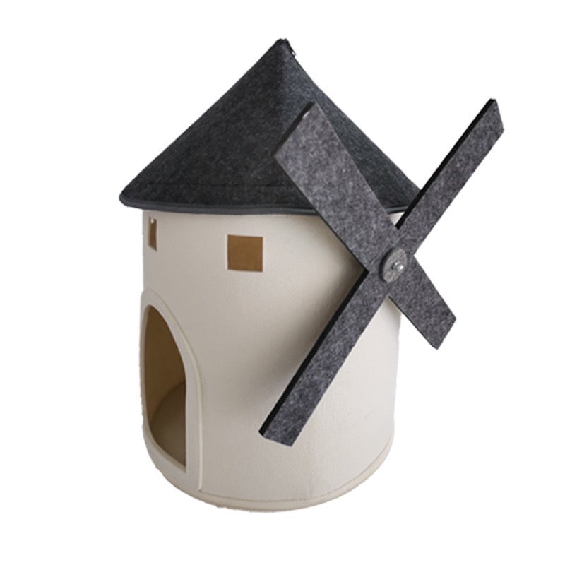 Windmill-Shaped Indoor Cat House