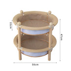 2-Tier Wooden Cat Scratcher Bed with Sisal Mat & Play Ball
