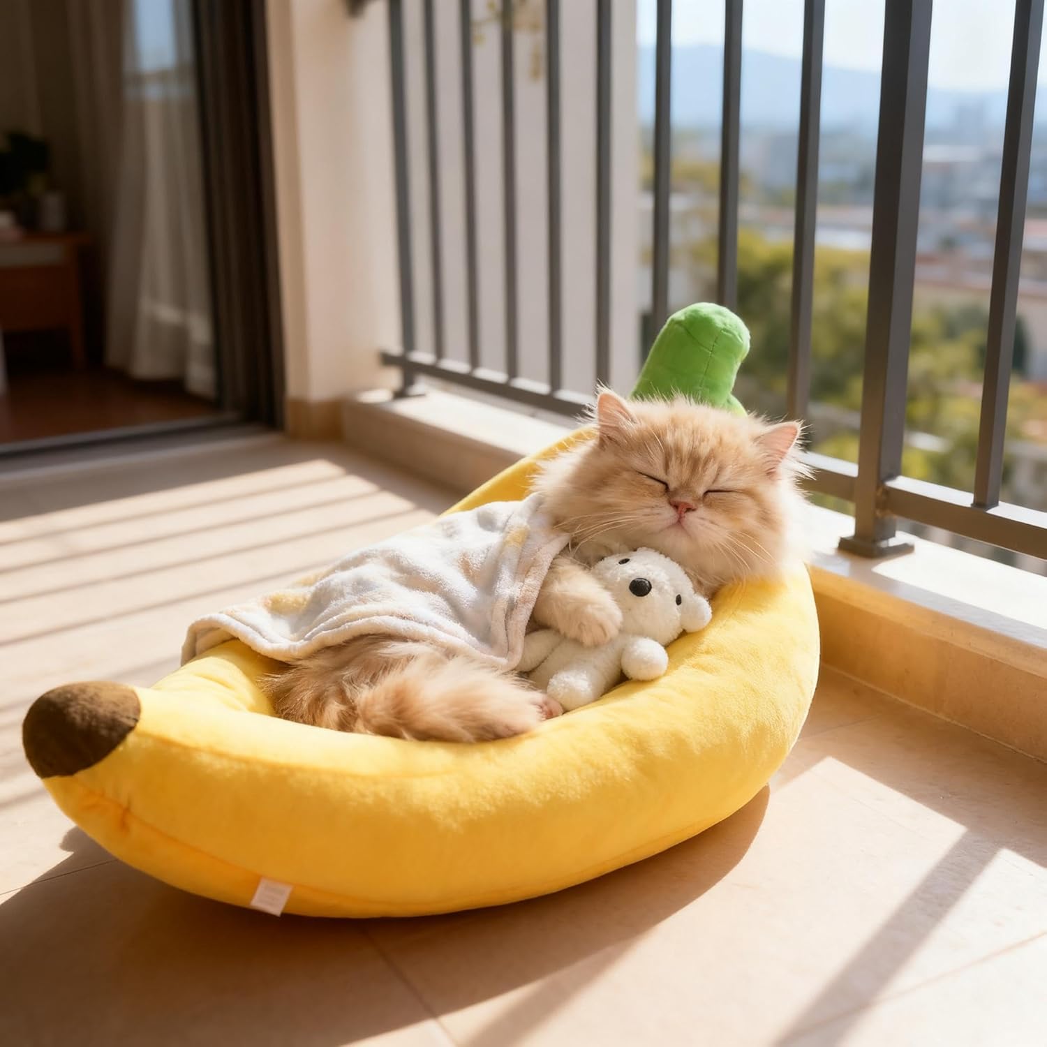 Banana-Shaped Washable Pet Bed for Cats & Dogs