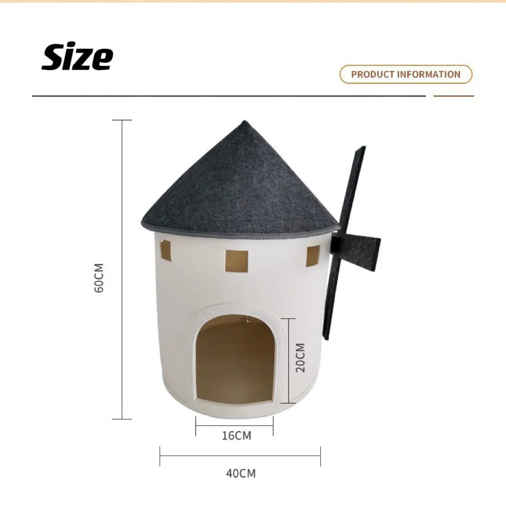 Windmill-Shaped Indoor Cat House