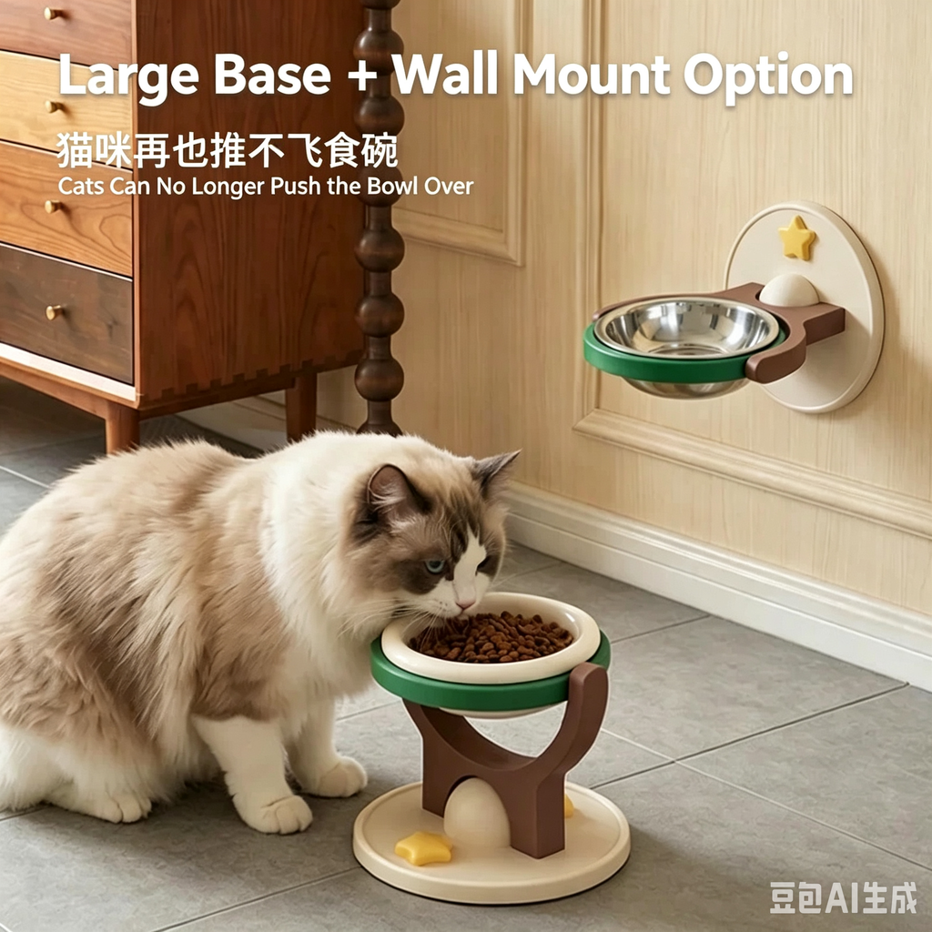 2-in-1 Wall-Mounted Elevated Cat Bowl