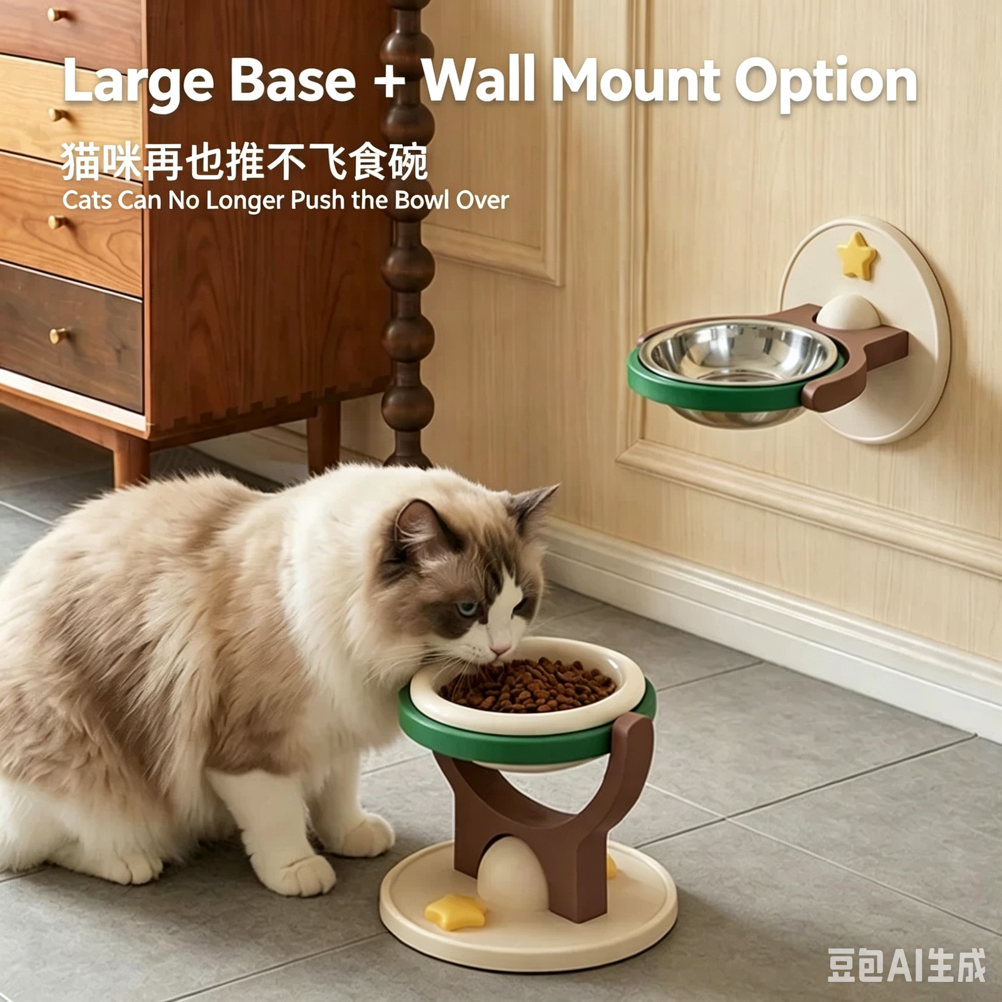 2-in-1 Wall-Mounted Elevated Cat Bowl