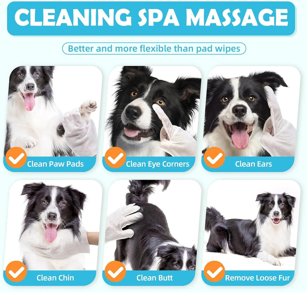 Disposable Pet Cleaning Glove Wipes – 6 Count
