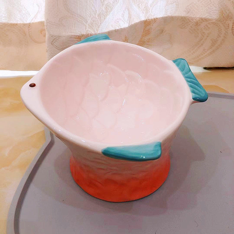 Colorful Raised Ceramic Cat Food Bowl – 4 Colors